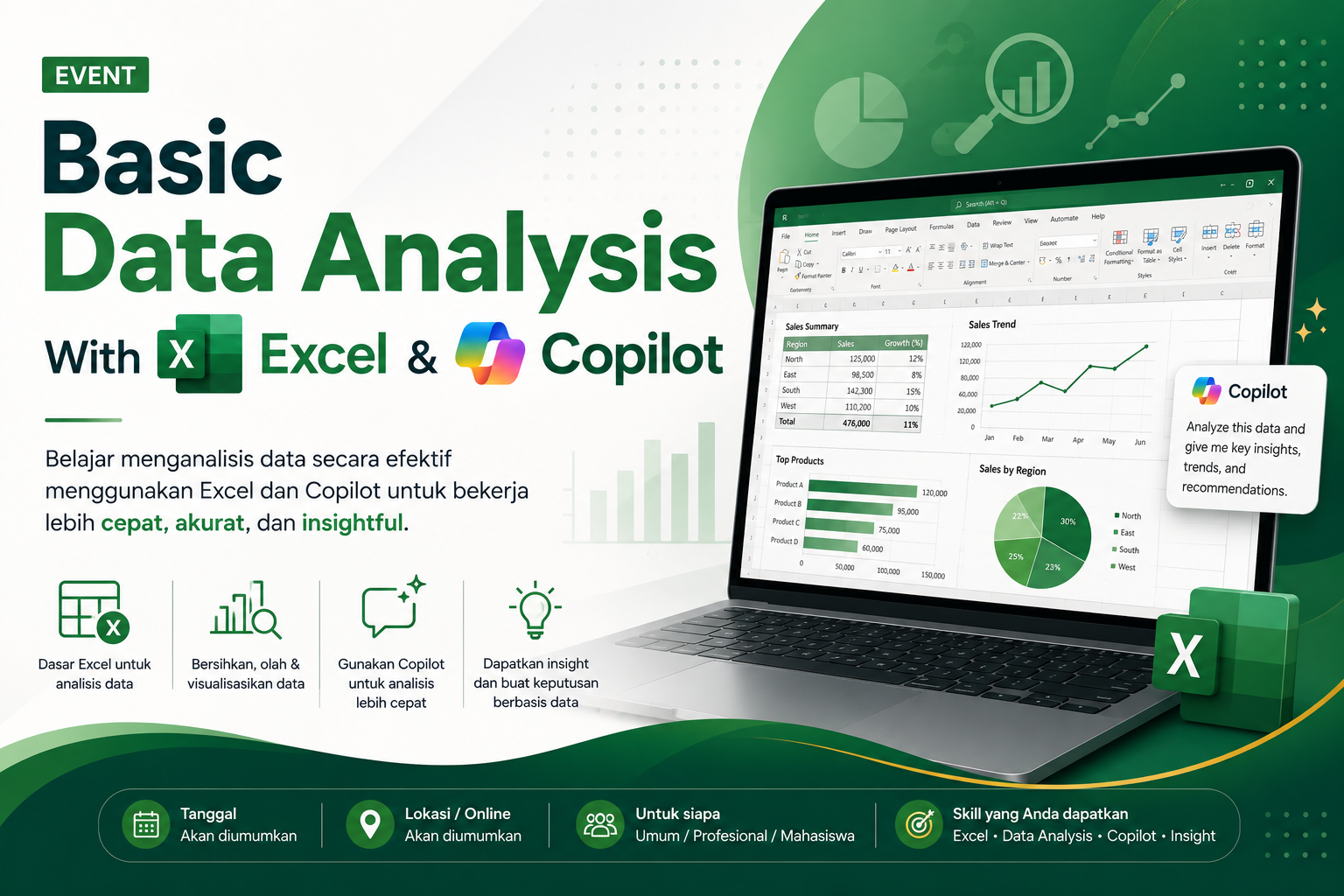 Banner Basic Data Analysis With Excel & Copilot